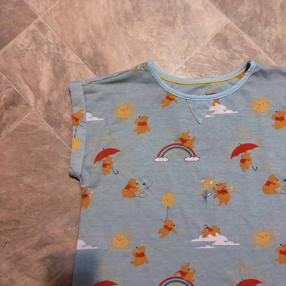 Disney Winnie The Pooh Pajamas Pjs Rainbow Sun Women Night Gown Dress Size‎ XS/S - Picture 5 of 5